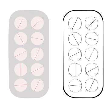 Two vertical pill blisters colored Иллюстрация
