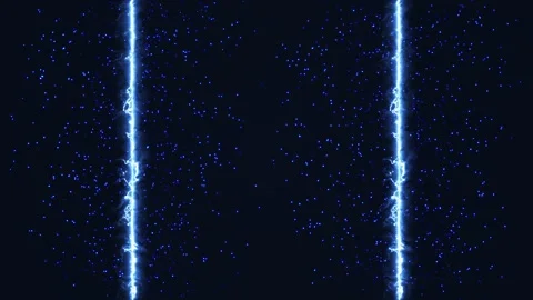 Two vertical streams of bright electric blue energy pulse on a dark background Stock Footage 321127495