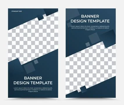 Two vertical templates of vector banners in blue-gray Stock Illustration