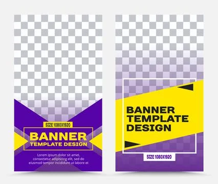Two vertical vector banner templates in yellow blue lilac Stock Illustration