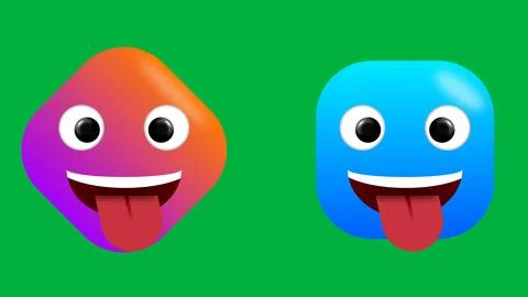 Two very funny facial expression with tongue out and crazy eye expression Illustrazione stock