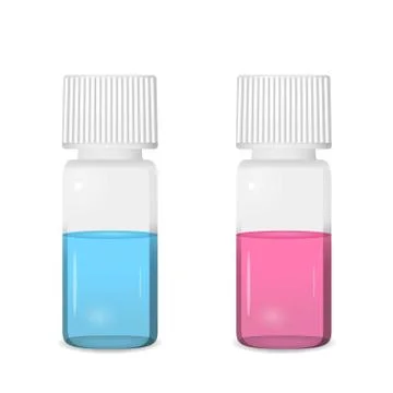 Two vials with colored solutions Stock Illustration