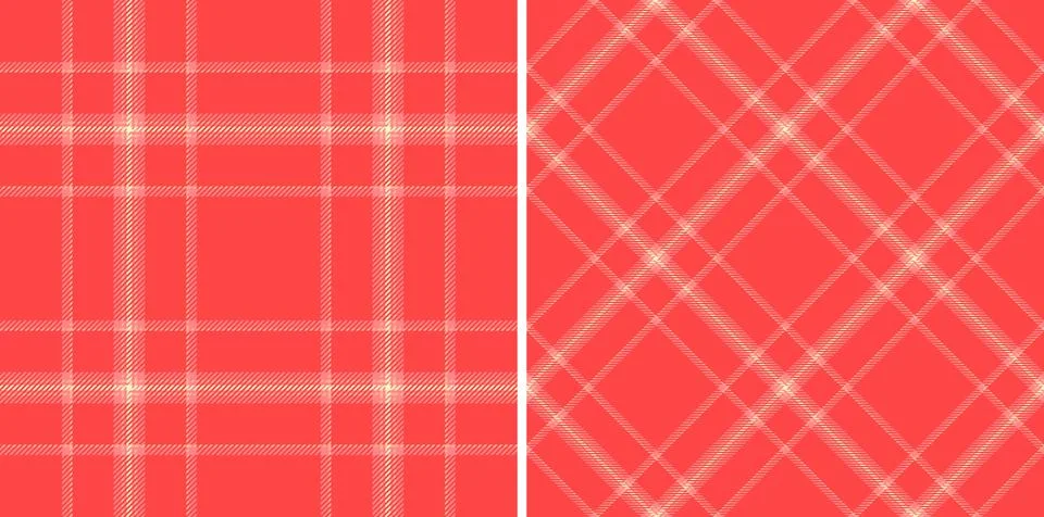 Two vibrant coral plaid patterns, perfect for textile design, branding, or we Stock Illustration