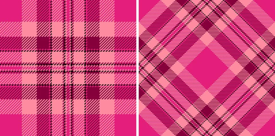Two vibrant pink plaid patterns, perfect for fashion, textile, and web design 스톡 일러스트