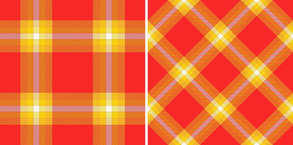 Two vibrant plaid patterns. The first one is classic and squared, the other i Stock Illustration