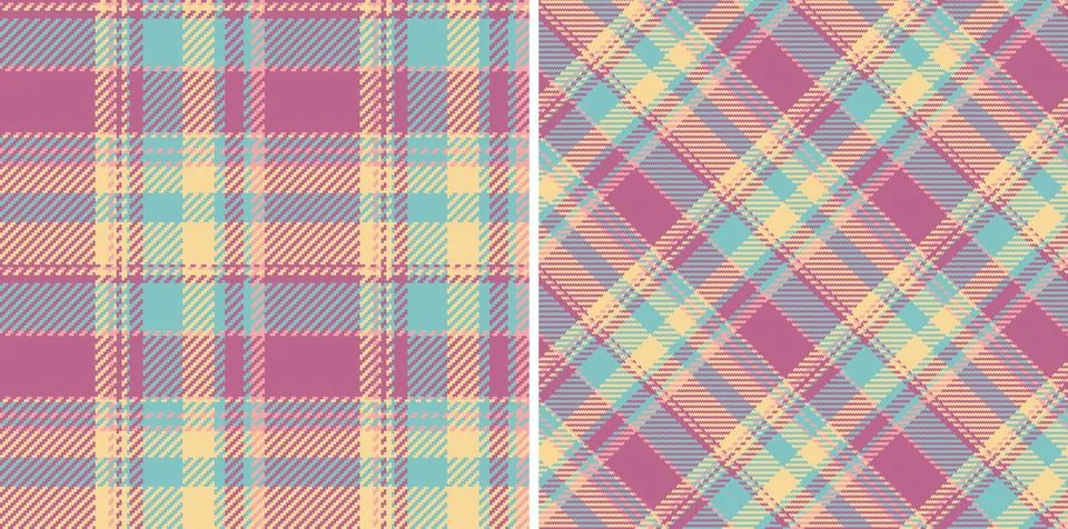 Two vibrant plaid patterns offer creative options. Textile, fabric, and fashi イラスト素材
