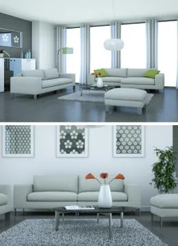 Two views of modern kitchen Interior design Illustrazione stock