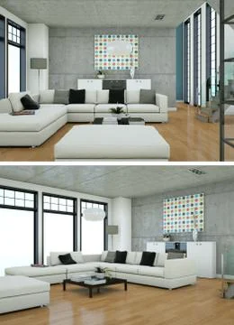 Two views of modern kitchen Interior design Stock Illustration