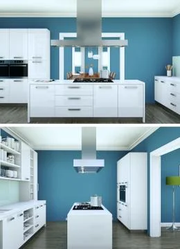 Two views of modern kitchen Interior design Stock Illustration