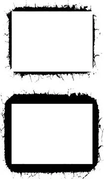Two vintage gunge blank frames with black paint on them, Illustrazione stock