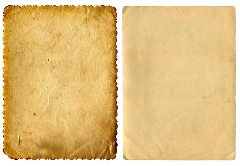 Two Vintage Papers Two Old and Vintage Papers Pages Isolated on the White ... Stock Photos