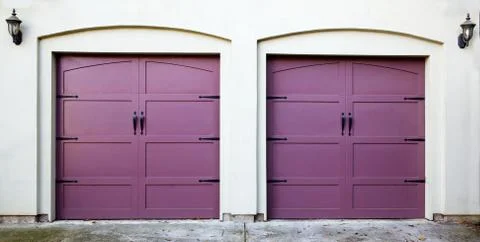 Two violet garage doors Stock Photos