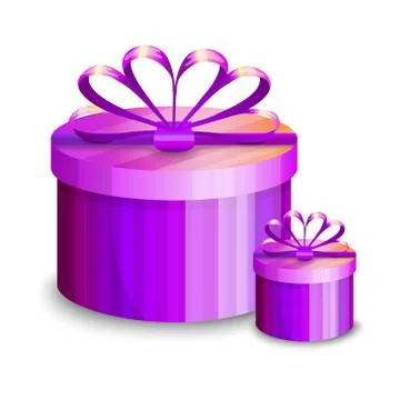 Two violet gift boxes, presents isolated on white background. Vector  Stock Illustration
