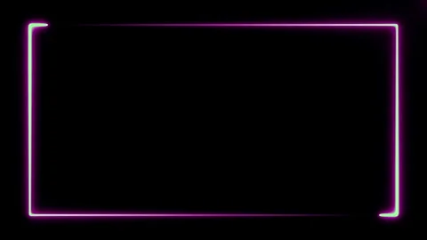 Two violet neon lighting lines on black background constitute rectangle frame Stock Footage 316265355