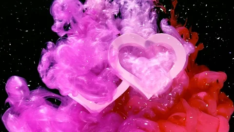 Two voluminous wire-frame white hearts on a modern background Vídeo Stock 121875901