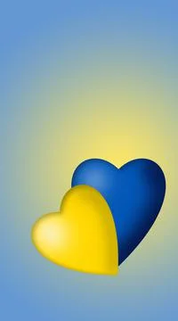 Two voluminous yellow and blue hearts in support of Ukraine Stock Illustration