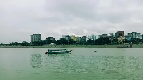 Two votes are running in the river Turag Stock Footage 278683317