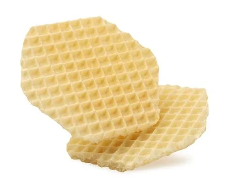 Two wafer sheets levitate on a white background. Isolated Stock Photos