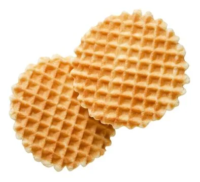 Two waffles flying on a white background. Isolated Stock Photos