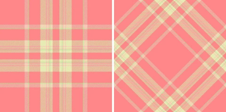 Two warm, elegant plaid patterns in peachy pink and soft yellow hues. Versati Stock Illustration