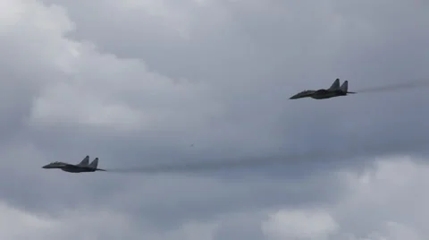 Two warplanes flying in the sky Stock Footage 40022431