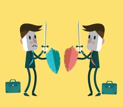 Two warrior businessmen fighting. Stock Illustration