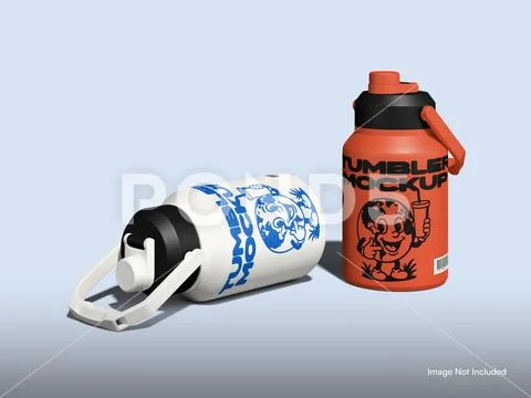 Two Water Bottle with Handle Mockup Modèle PSD