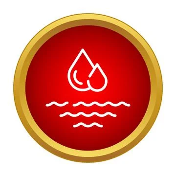 Two water drops falling on waves symbol Stock Illustration