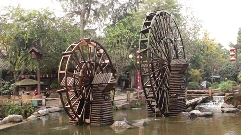 Two Water Mills 1 Stock Footage 55939580
