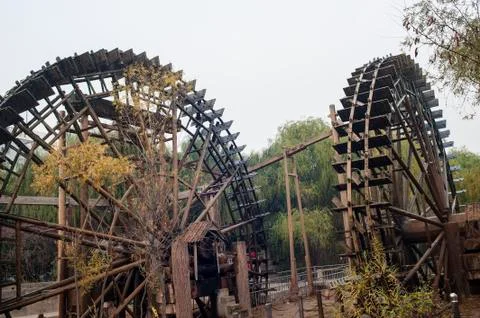 Two water wheels Foto stock