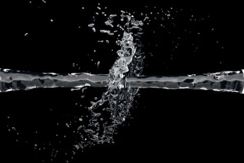 Two waterjet collide on a black background Stock Illustration