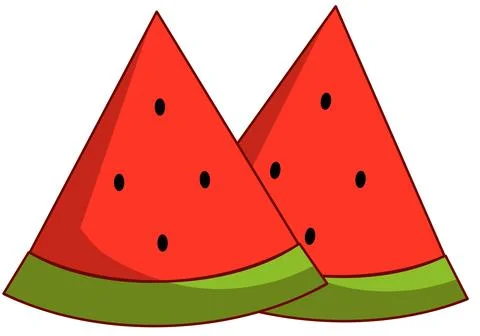 Two Watermelon Slices On White Background Illustration Stock Illustration