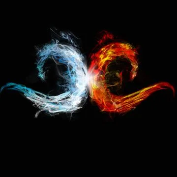 Two waves of ice and fire meet Illustrazione stock