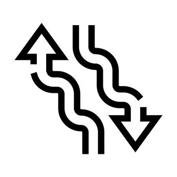 Two wavy arrows showing opposite directions and exchange Stock Illustration