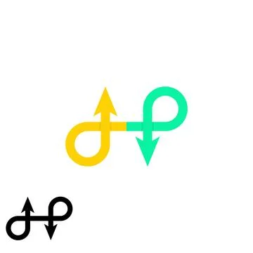Two way direction arrows. Simple color triple arrow heads sign. Illustrazione stock