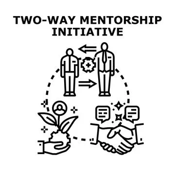 Two way mentorship program offering mutual growth and development Stock Illustration