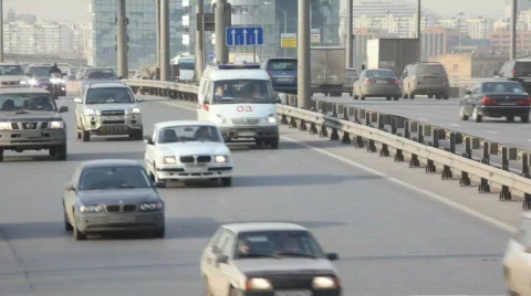 Two-way moving the cars on road Stock Footage