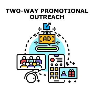 Two way promotional outreach strategy connecting audience Stock Illustration