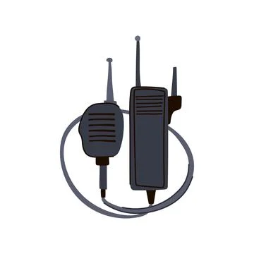Two way radio with speaker microphone communicating concept Stock Illustration