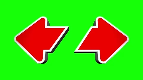 Two way red 3d double arrow animation on vibrant green screen Stock Footage 314510482