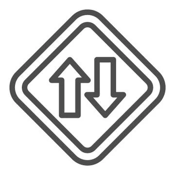 Two way traffic line icon, Navigation concept, traffic sign on white background Stock Illustration