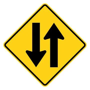 Two-way traffic sign, W6-3, US road sign Stock Illustration
