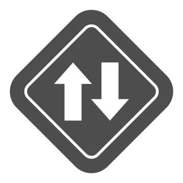 Two way traffic solid icon, Navigation concept, traffic sign on white background Illustrazione stock
