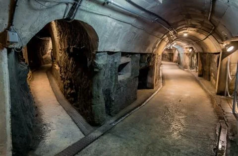 Two ways path in the tunnel Stock Photos