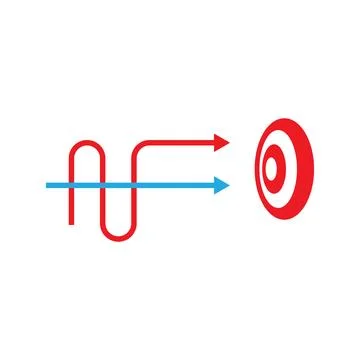 Two ways to same goal. same path. common goal. one target Stock Illustration