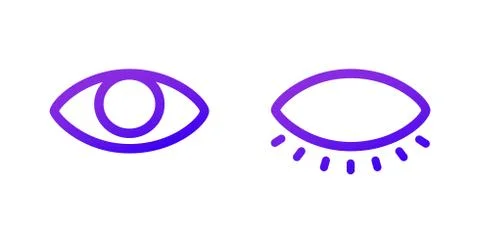 Two web icons Open and closed eye. Purple gradient Stock Illustration