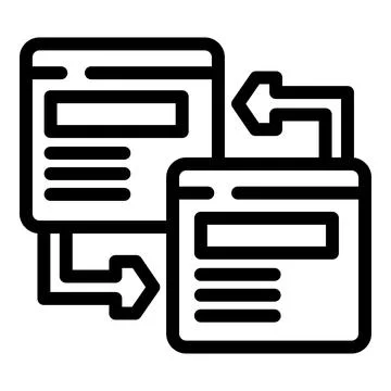 Two web pages exchanging information, symbolizing data transfer and seamless  Stock Illustration