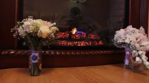 Two wedding bouquet against the background fireplace Video stock 40470027