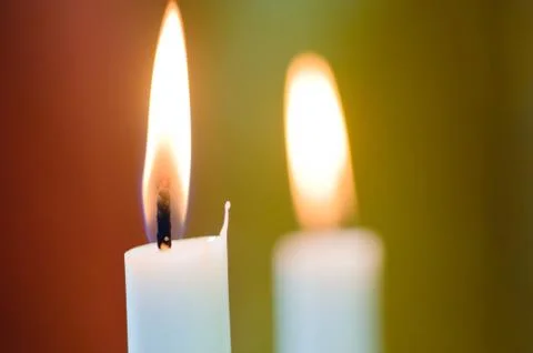 Two wedding candles (macro) Stock Photos
