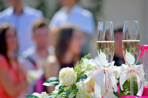Two wedding glasses Stock Photos